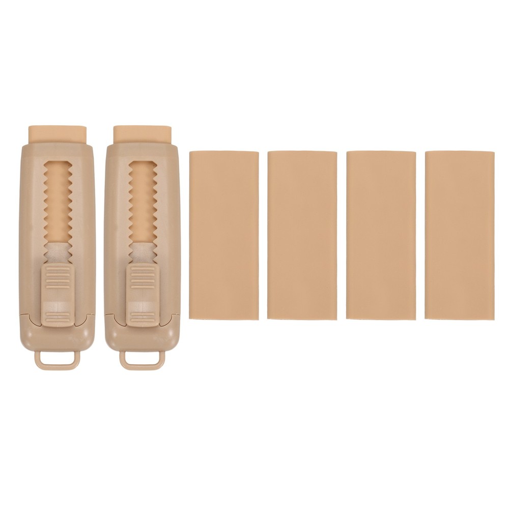2+4Pack Erasers, Sliding Retractable Eraser Push Pull Pencil Eraser, Light Brown