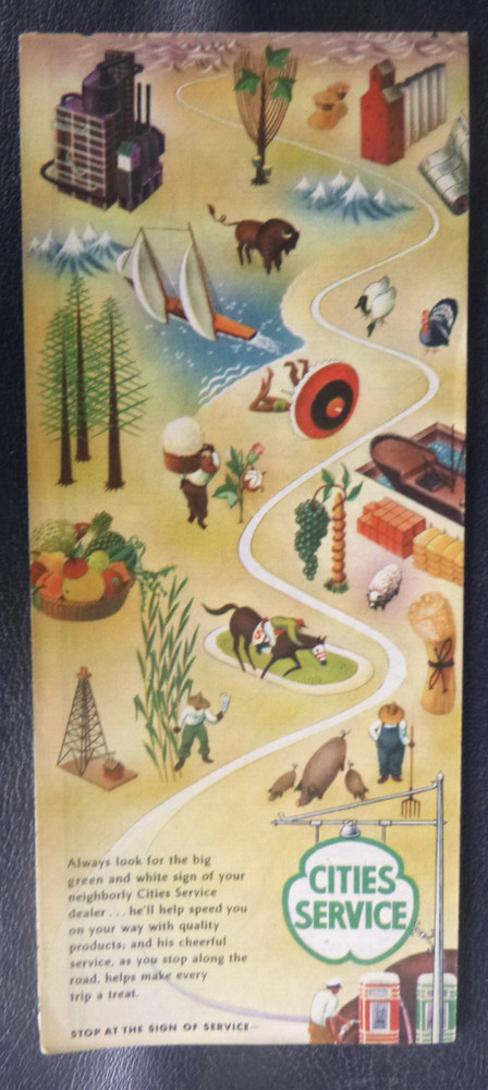 1948 Ohio road map Cities Service gas