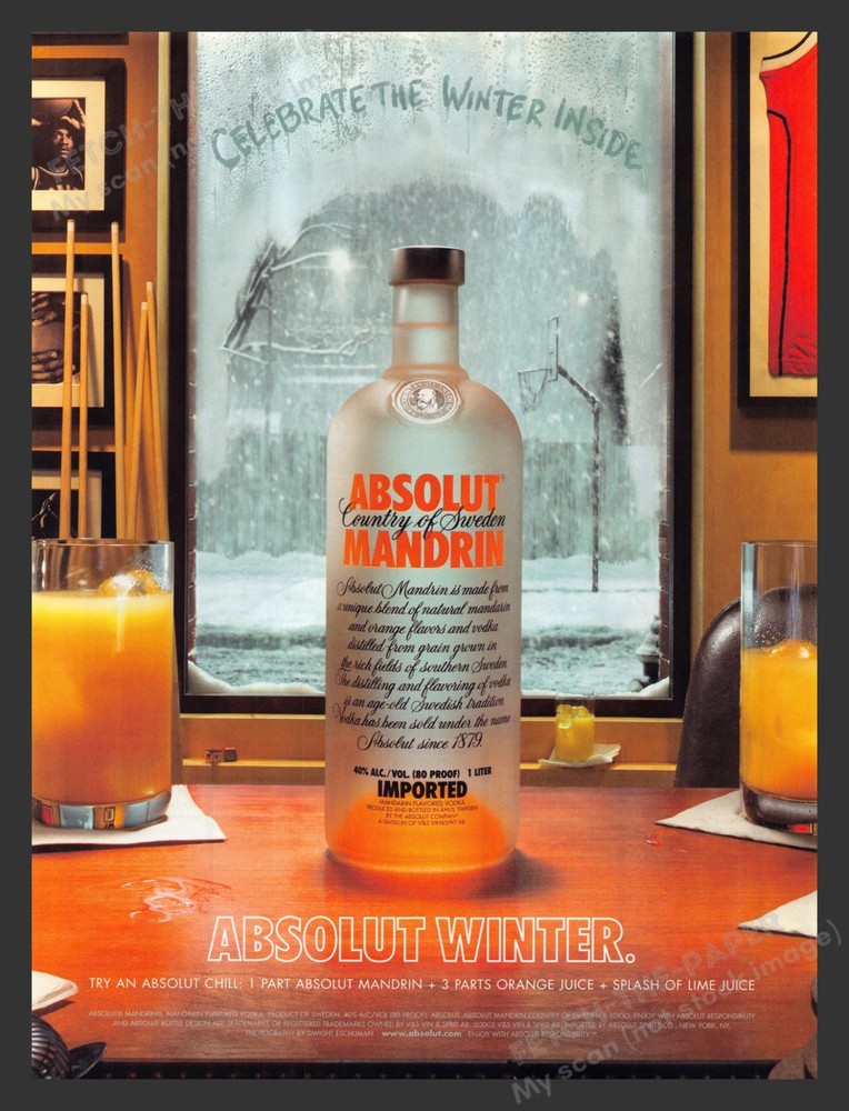 Absolut Mandrin Winter Alcohol 2000s Print Advertisement Ad 2007
