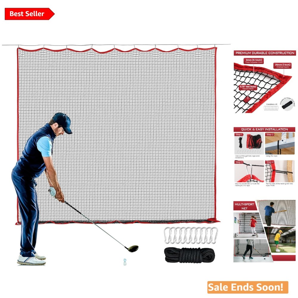 Durable 10ft x 10ft Golf and Multi-Sport Practice Net - Safe Backyard Training