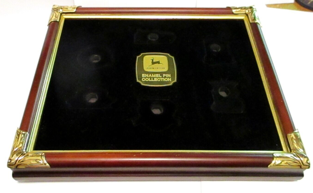 John Deere Franklin Mint Enamel Hat Lapel Pin Collection Display Frame Case jd