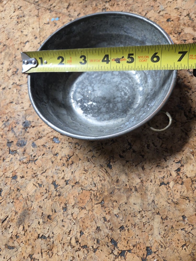 Vintage Copper Tin Lined Bowl Dish 6.5"x 2" Handle Ring