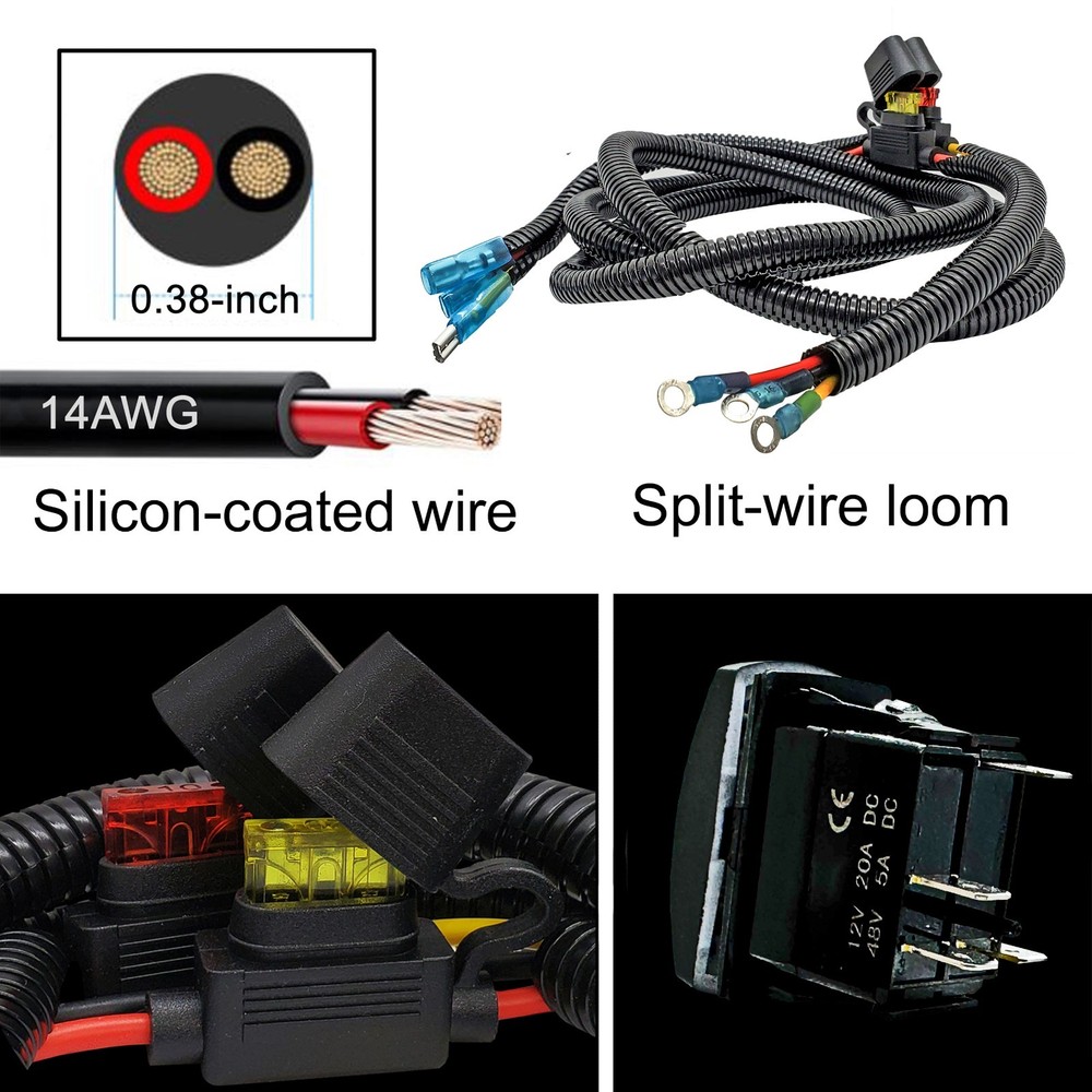 10 ft Split Plug-and-Play Wire Harness SIDE LIGHTS On/Off Rocker Switch Can-Am