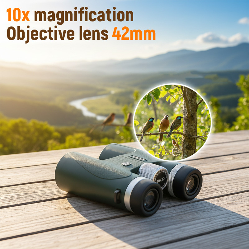 WPH2K HD10x42 Binocular Optical System Tripod Adaptable Rubber Armor Waterproof