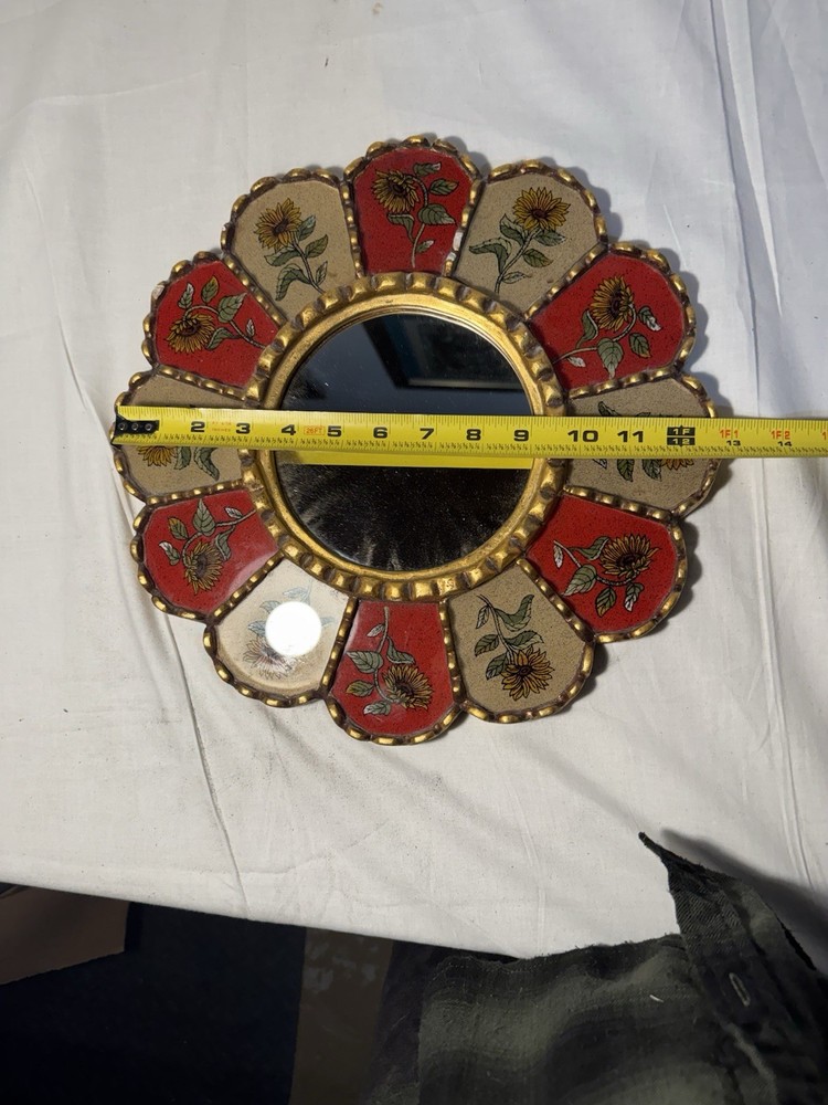 Vintage Peruvian Mirror Reverse Painted