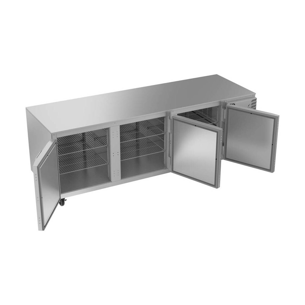 Victory VUR93HC 93" 3-Section Undercounter Refrigerator w/ 3 Solid Doors, 29....