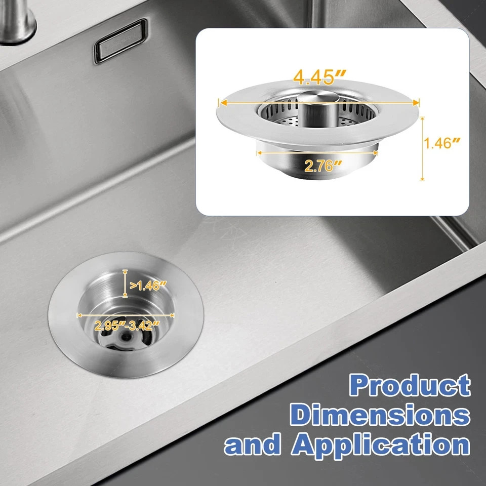 3-in-1 Kitchen Sink Drain Strainer & Stopper