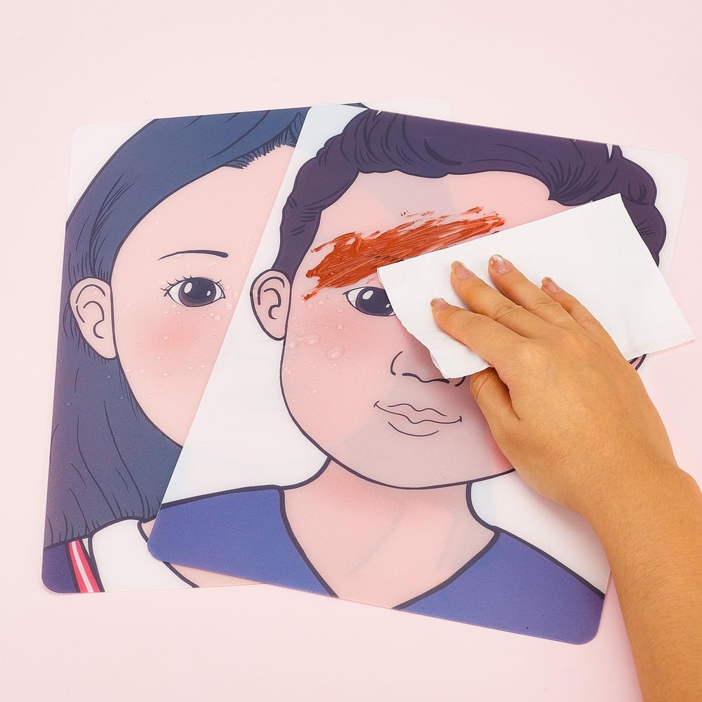 2 PCS Face Painting Practice Board 4 Patterns Reusable Makeup Template A4