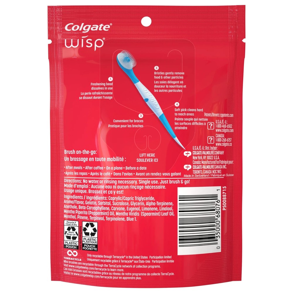 Colgate Max Fresh Wisp Disposable Travel Toothbrushes, Mini Toothbrush, Peppermi