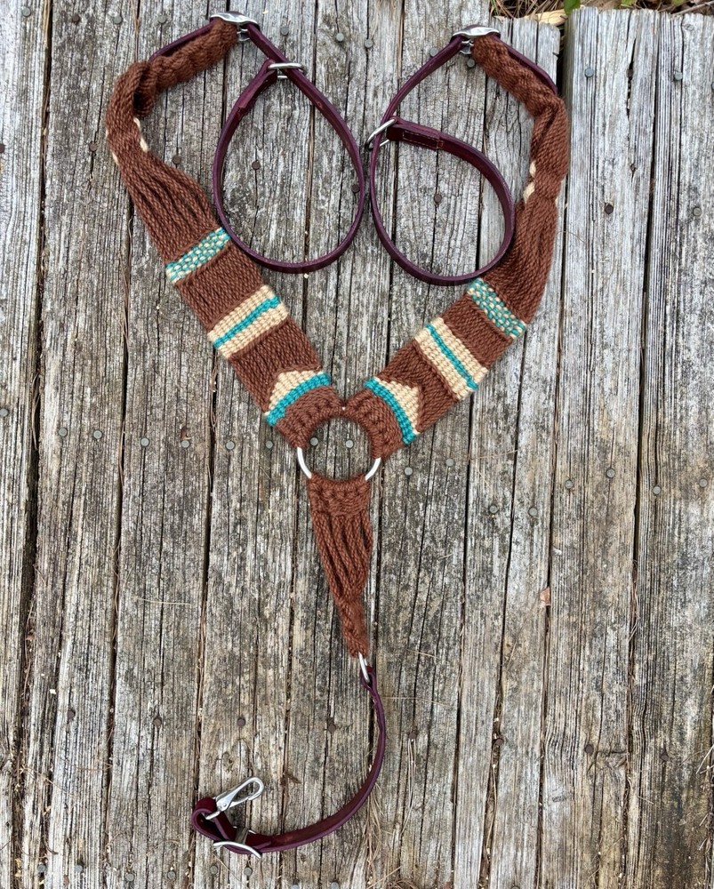 Mohair Pulling Collar (brown, tan, turquoise)