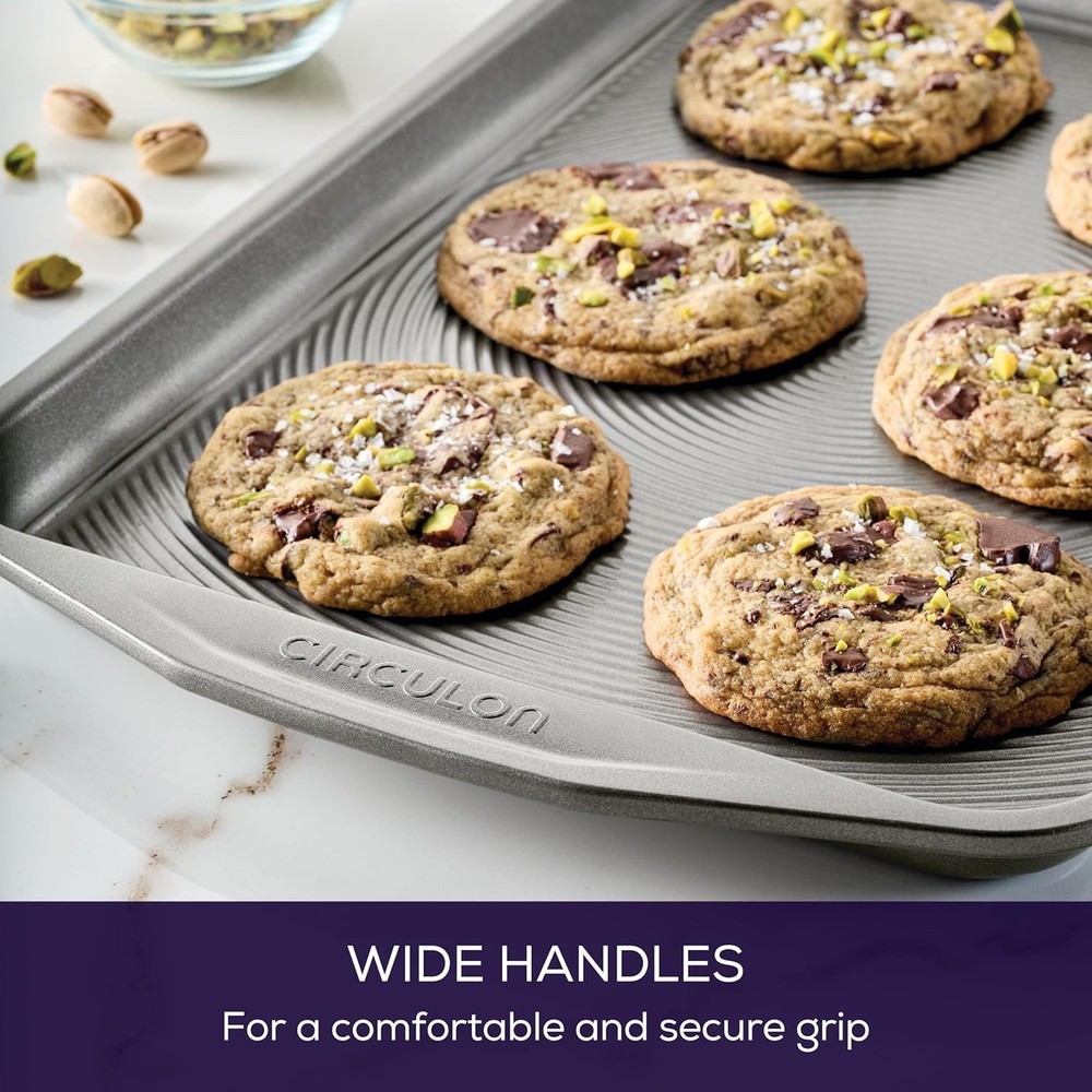 Total Bakeware Set Nonstick Cookie Baking Sheets 2 Piece Gray