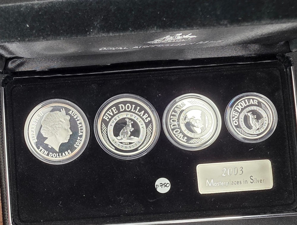 2003 Australia Port Phillip Patterns Masterpieces in Silver Proof Set $10 $5 $2