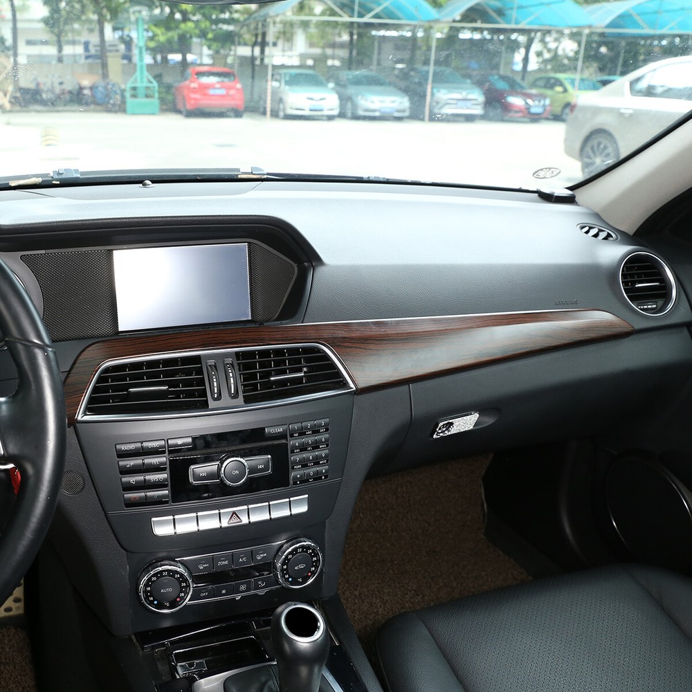 For Benz C-Class 2010-2013 Wood Grain Middle Console Dashboard Panel Trim