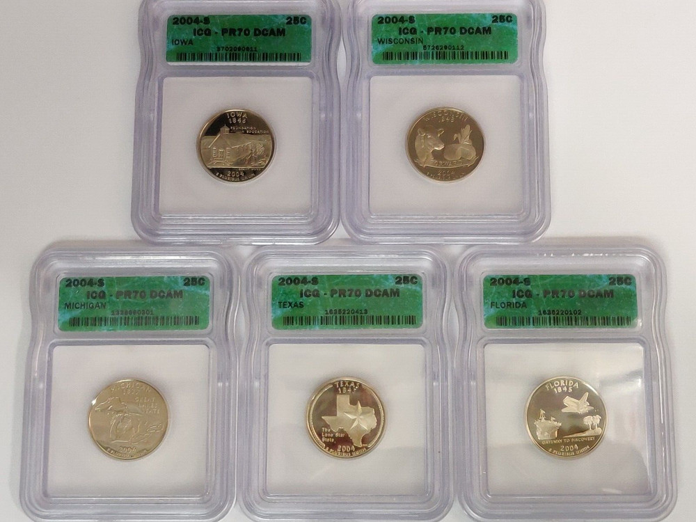 2004-S PROOF STATE QUARTERS SET ICG PR 70 DCAM