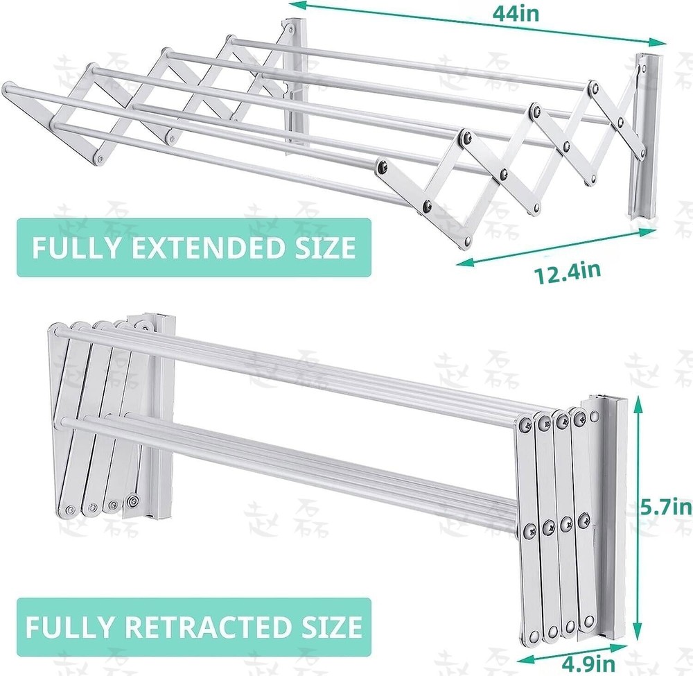 Laundry Hanger Wall-Mounted Expandable Folding Clothes Drying Towel Rack 42~80cm