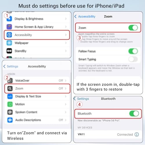 Wireless Camera Remote Control with Zoom for iPhone & Android, Dark Black