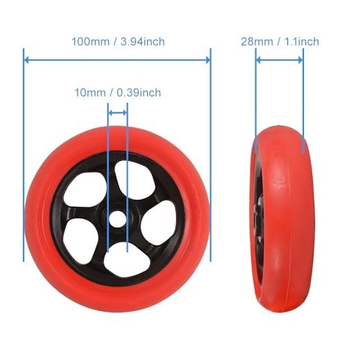 Motorcycle Stand Wheels Replacement for Front Lift Stand Inner Black+Outer Red
