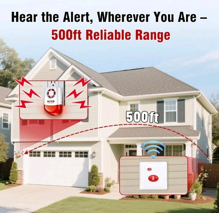Daytech Wireless Security Alarm System with Strobe Siren - Panic Buttons