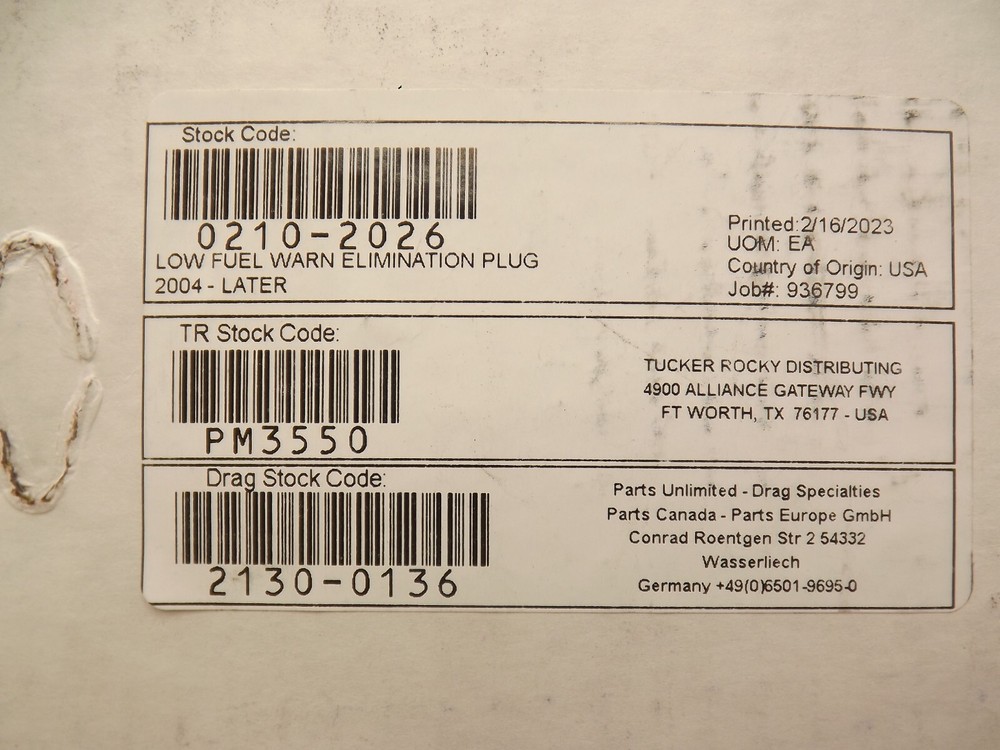 Performance Machine HARLEY 2004 AND LATER LOW FUEL WARNING ELIMINATION PLUG NEW