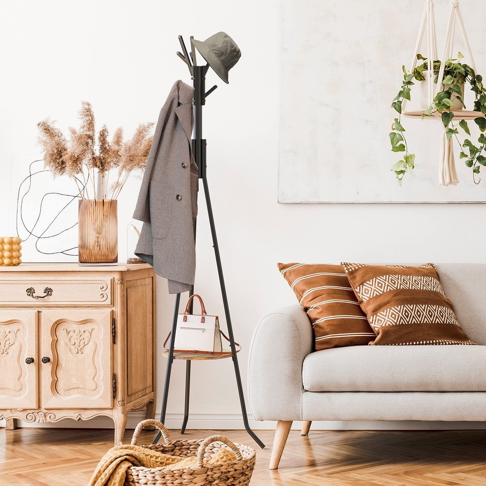 Re Freestanding Coat Rack With Shelf Black
