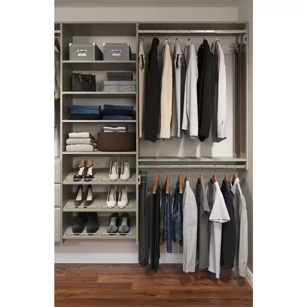 20 Hook Sliding Tie Rack Rustic Grey