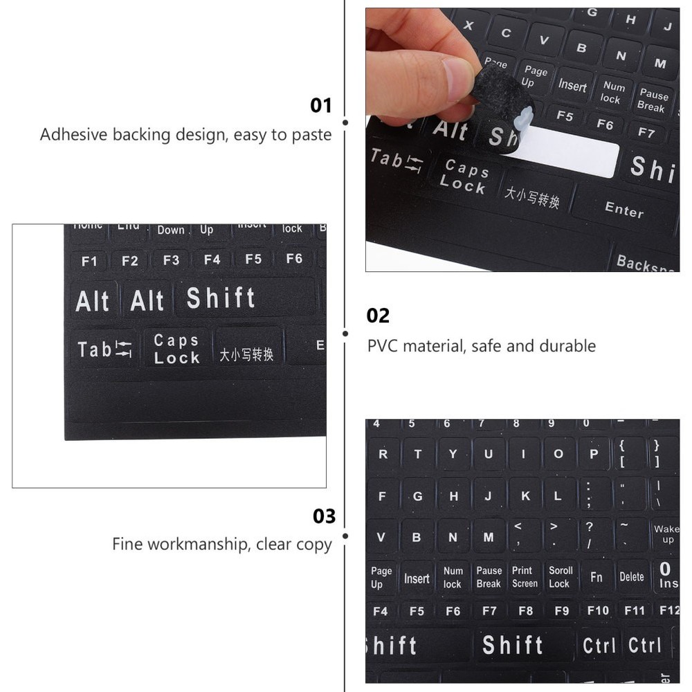 2 Sheets English Keyboard Replacement Letter Stickers for Typing