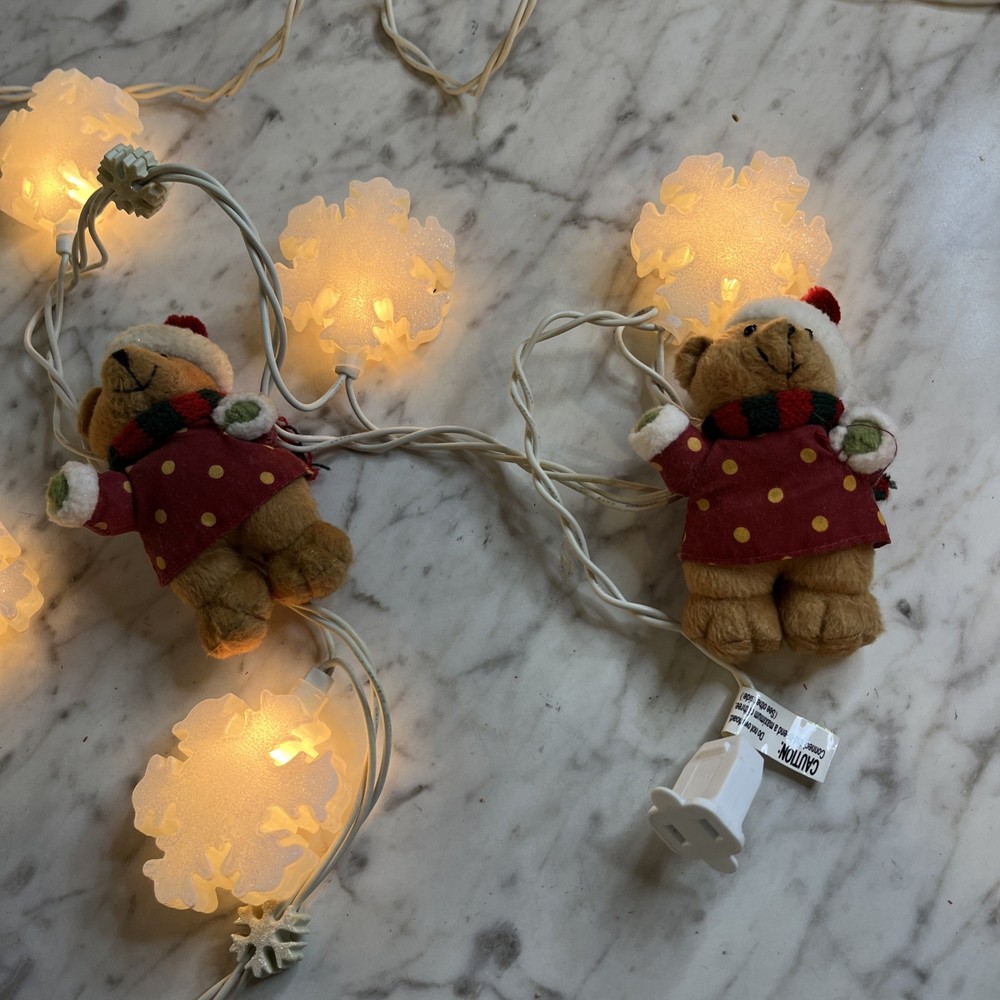 Avon Holiday Bear Light string Snowflake Vintage 2005 Topwell 128in String Light