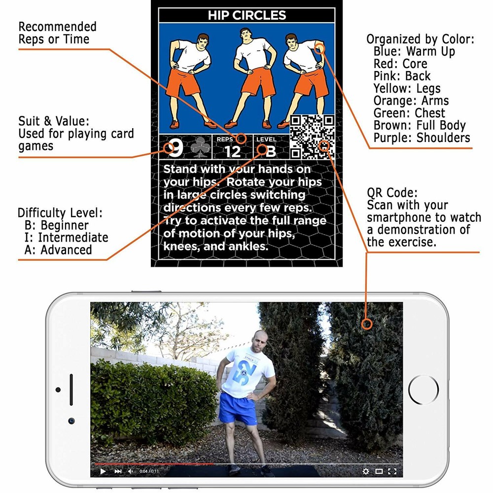 STACK 52 Flexibility Exercise Workout Card Game Stretching Warm Ups + Cool Down