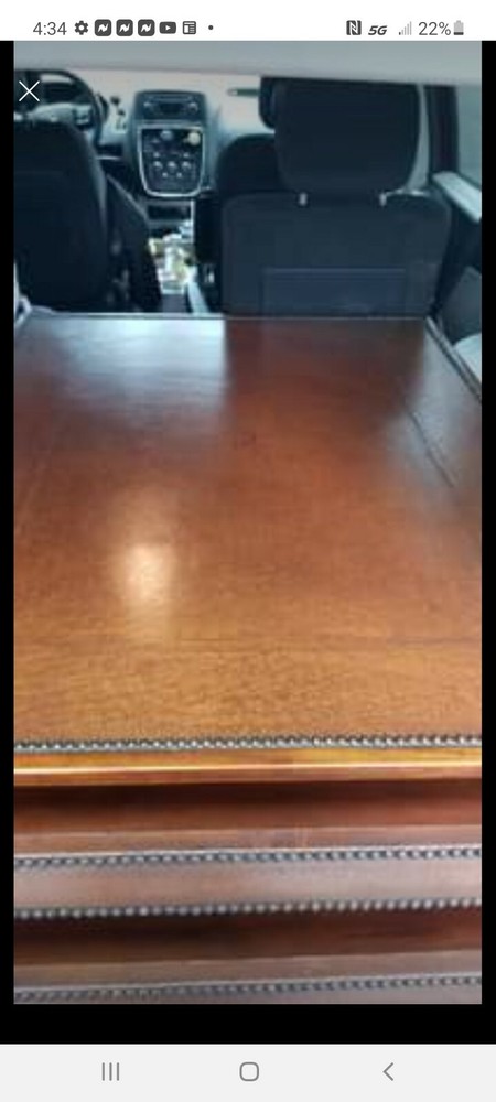 wood and leather table sideboard