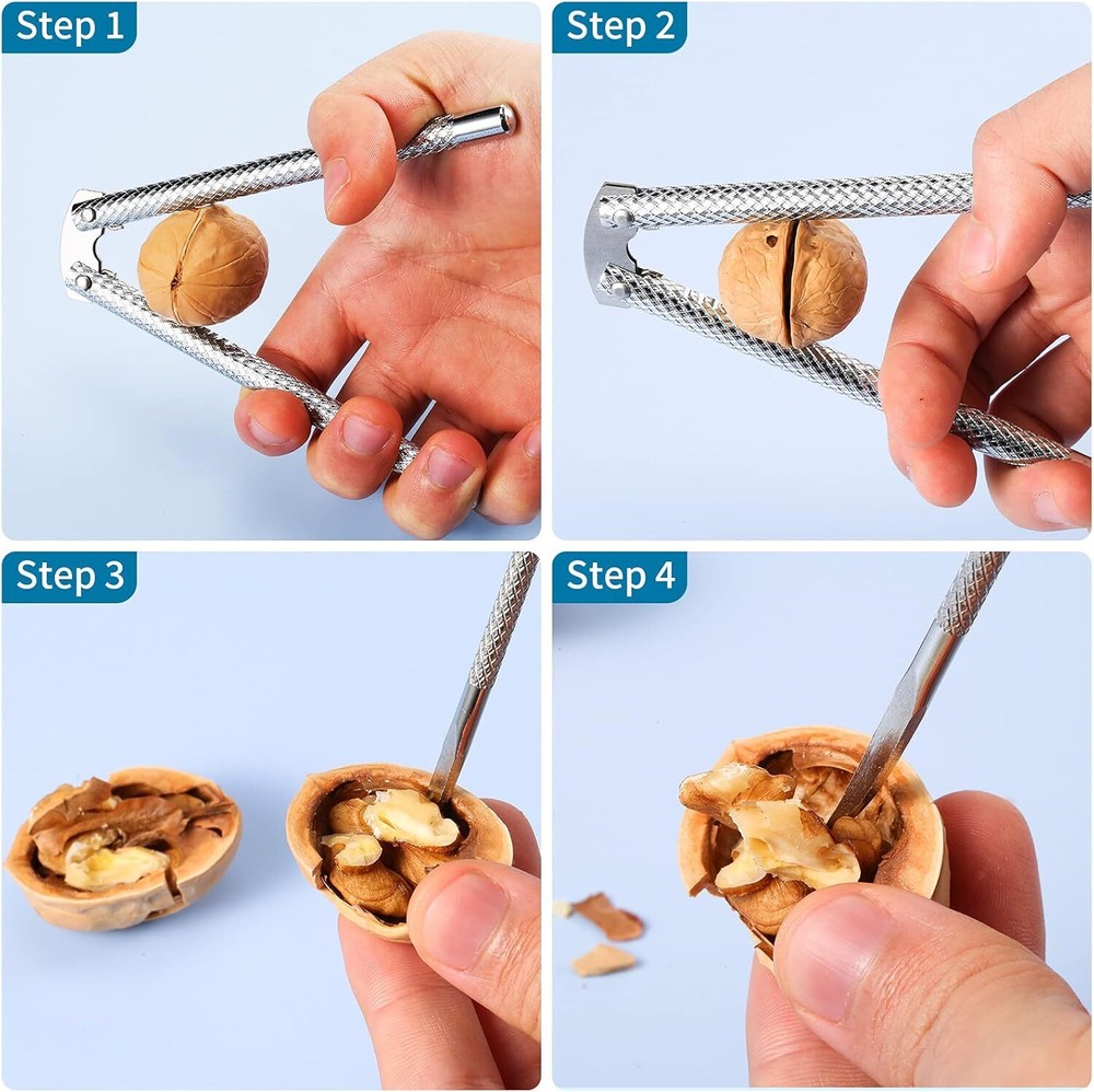 9 Pieces Nut Crackers and Picks Stainless Steel Nutcracker Metal Shell...