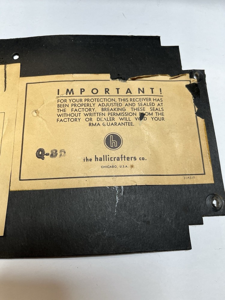 hallicrafters S38D Radio Receiver Bottom cover panel