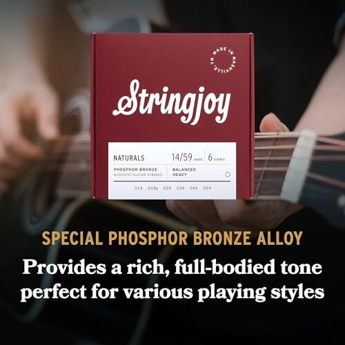 Stringjoy NB1254 Phosphor Bronze Acoustic Guitar Strings, Assorted Sizes