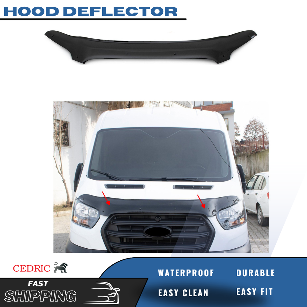 Hood Deflector Guard | Front Bug Shield Compatible for Ford Transit 2019-2024