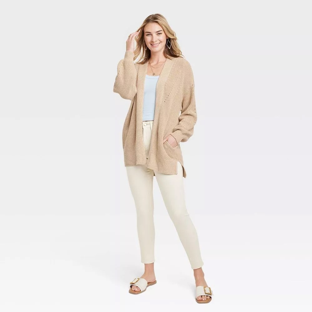 Universal Thread Women's Open-Front Cardigan in Tan, Small