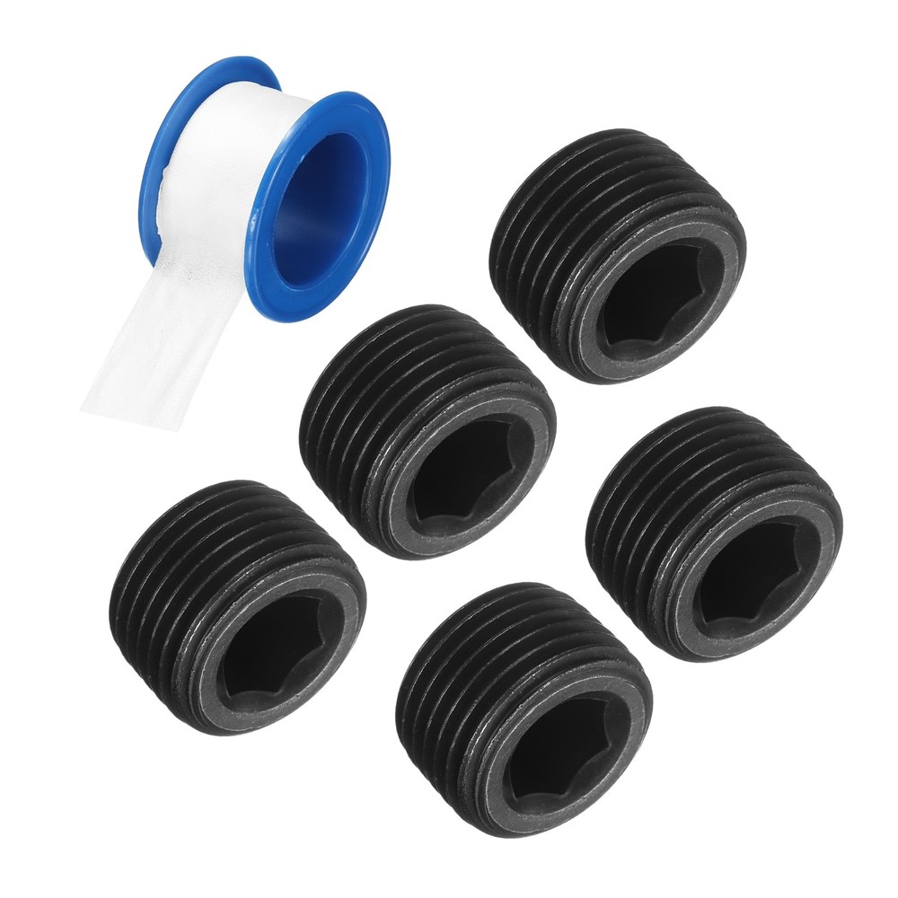 5Pcs PT 1/2 Carbon Steel Male Thread Internal Hex Pipe Plug Fitting Socket