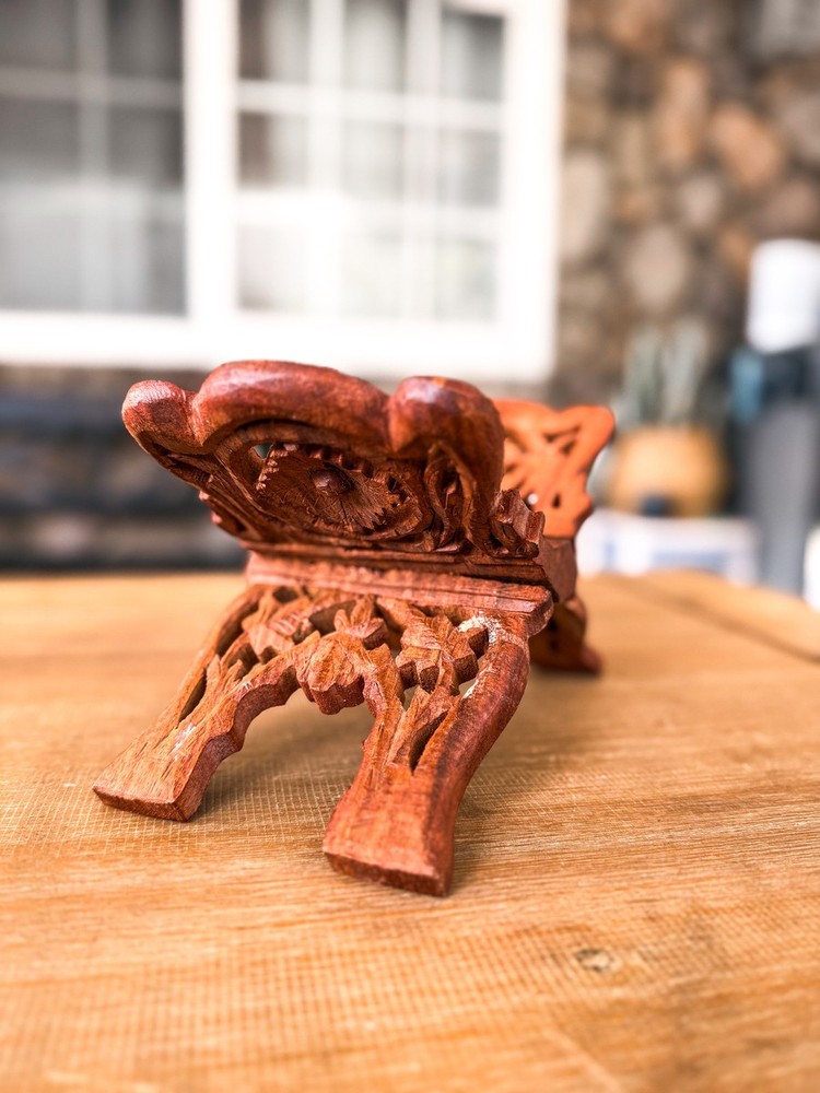 Hand Carved Wooden Folding Book Stand