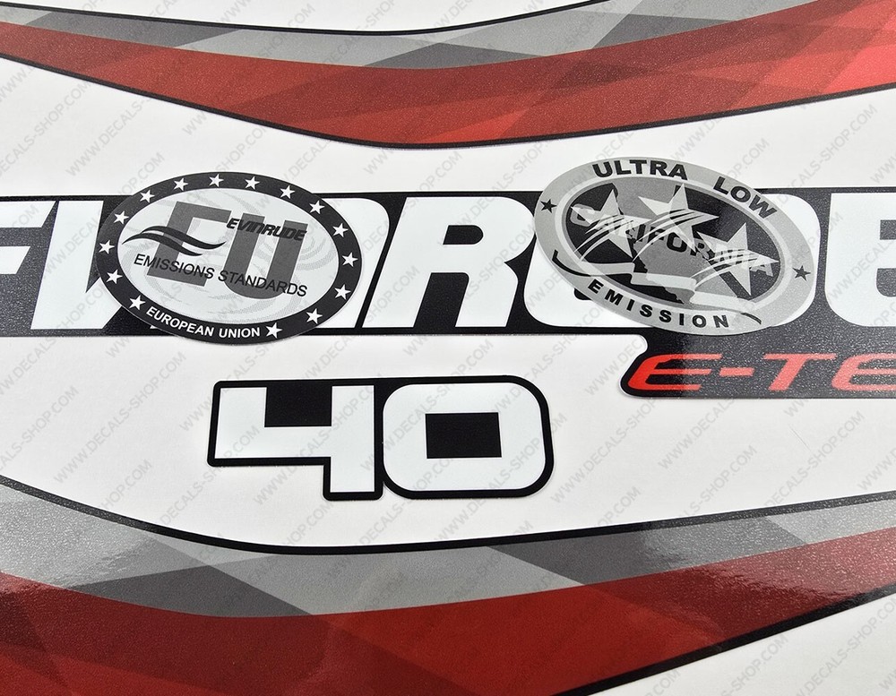 Evinrude 40 hp ETEC 2015-2016 outboard engine decals sticker set Graphite Cowl