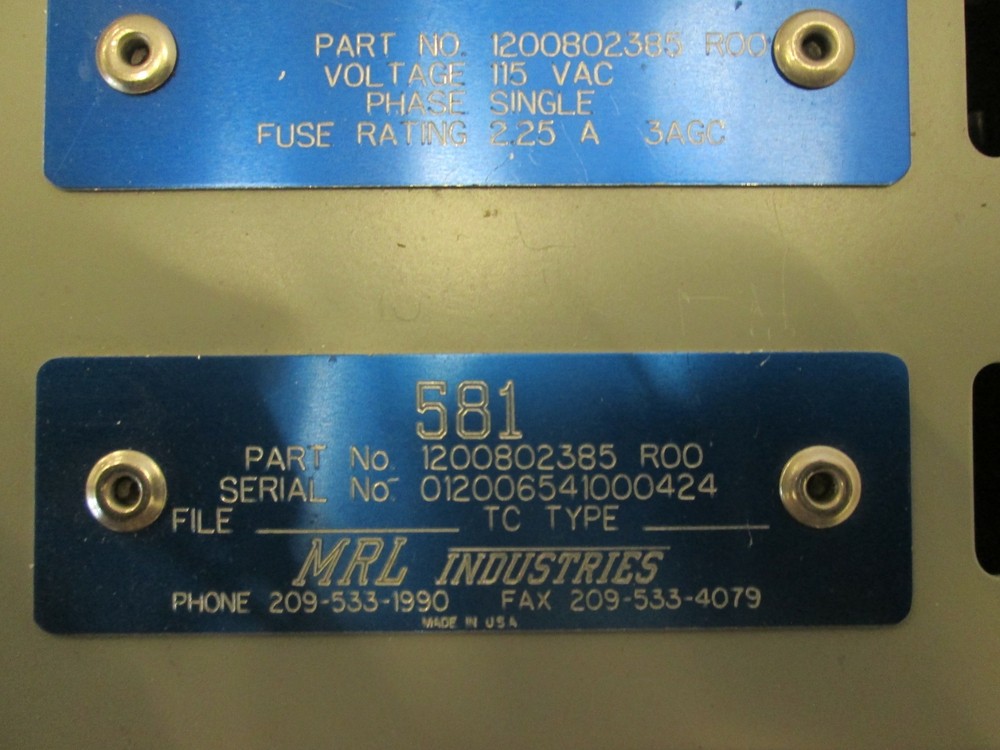 Argus, Gas Control Module, Model 581, 10 Channel Single Phase, Used