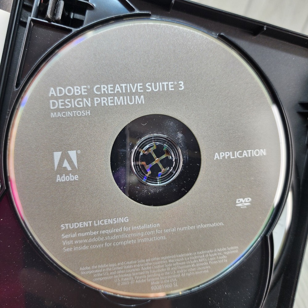 Adobe Creative Suite 3 Design Premium Macintosh 5 DISC Student Licensing Require