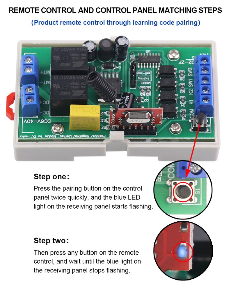 6V 12V 24V Remote Limit Switch DC Motor Forward Reverse Controller Board MAX 20A