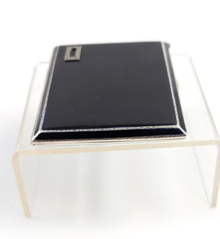 Art Deco sterling silver & black enamel cigarette case Goldsmiths & Silversmiths