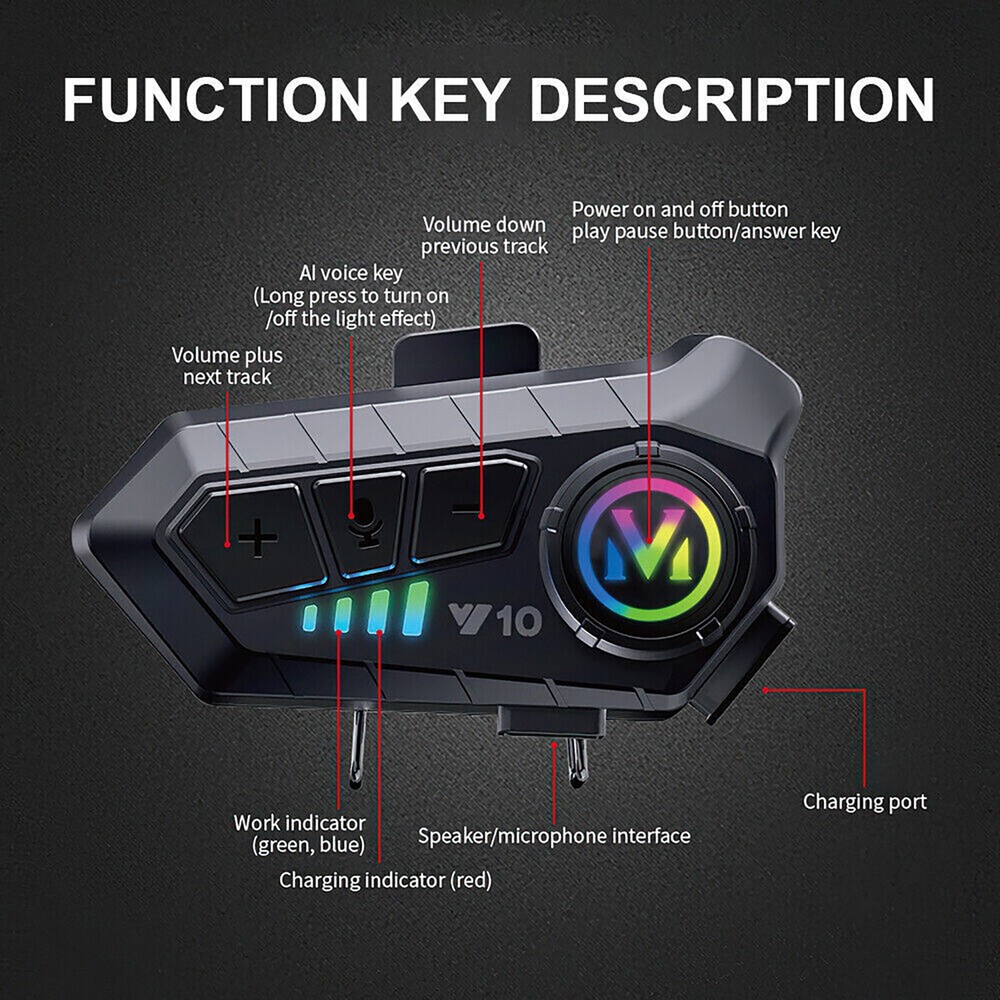 Waterproof HiFi Bluetooth 5.3 Bilateral Stereo Motorcycle Helmet Headset