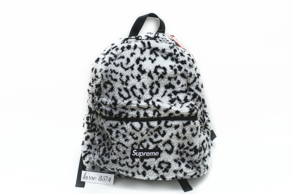 Supreme FW17 White Leopard Fleece Backpack Rare