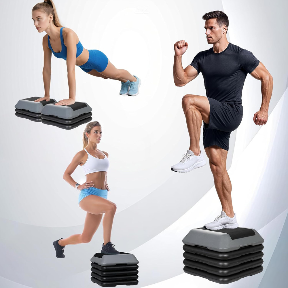 Smartxchoices 16 Inch Adjustable Aerobic Stepper Exercise Workout Step Platform