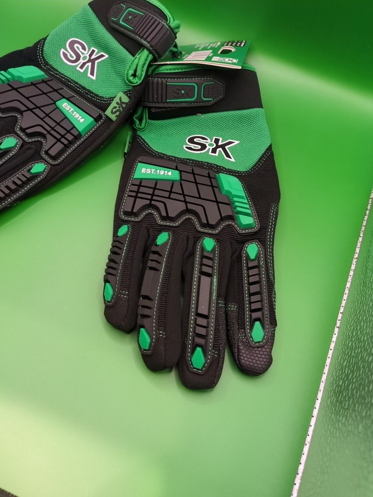 SK Professional Tools Heavy Impact Work Gloves Green&Black Extra-Large New