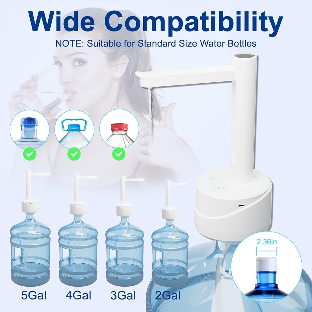 5 Gallon Dual-use Desktop Electric Water Bottle Dispenser,Charging Automatic