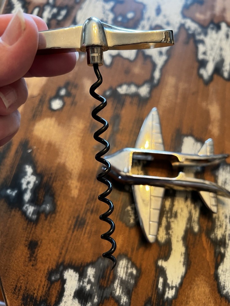 GODINGER SILVER ART Airplane Self Pull Cork Screw Silver