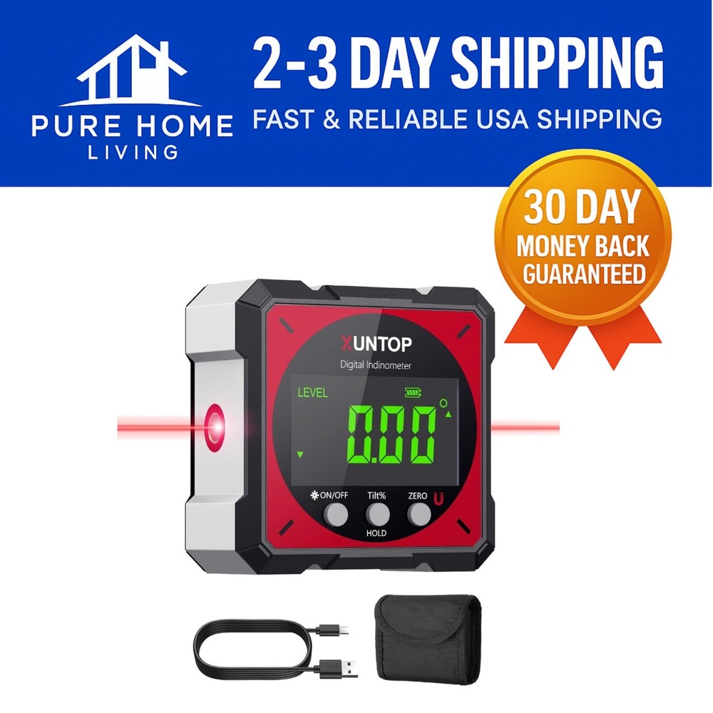 Compact USB Angle Gauge with Dual Laser & Automatic Inversion – Durable Design