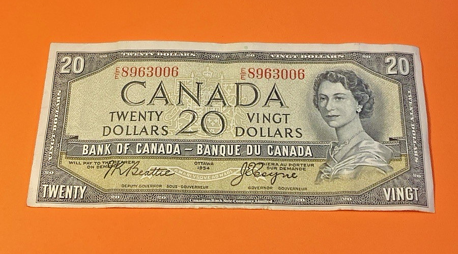 1954 Canada $20 Bill - Twenty Dollar Banknote - E/E 8963006
