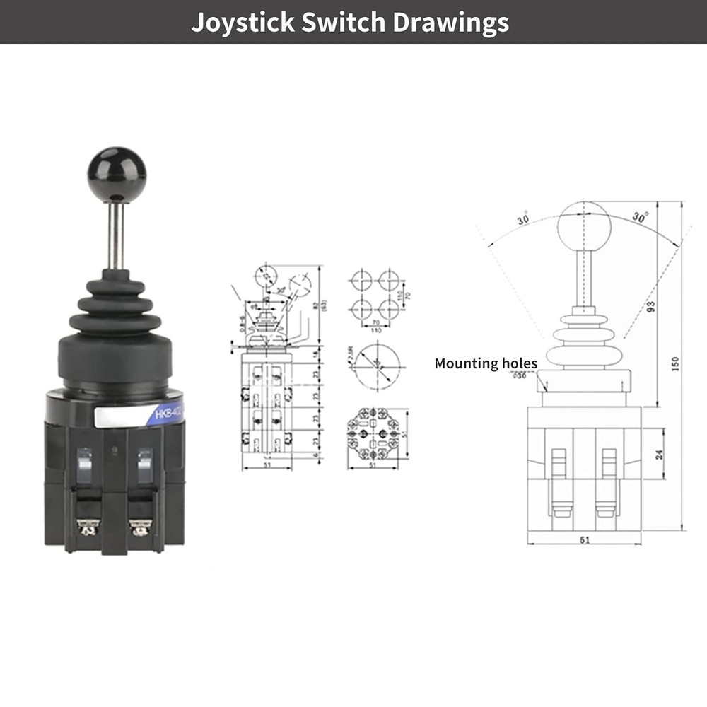 CS-402 4NO 4 Position Joystick Switch Return Momentary 4 Way Joystick Switch 30M